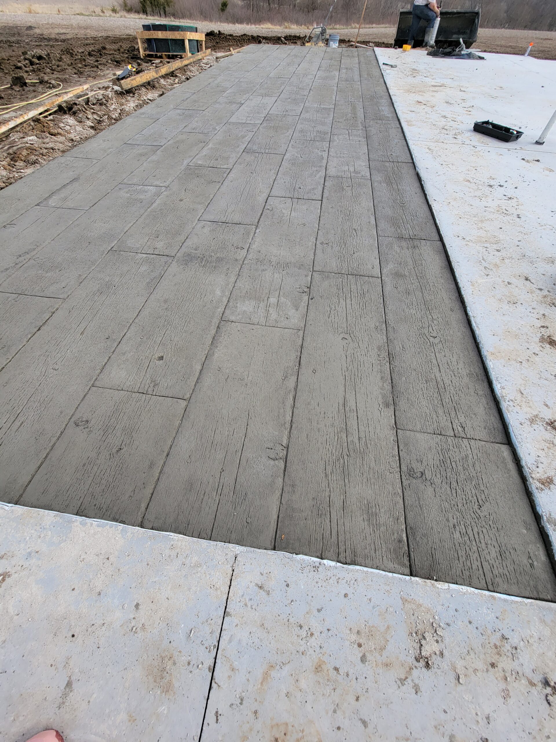 Wood plank stamped concrete Wood plank stamped concrete