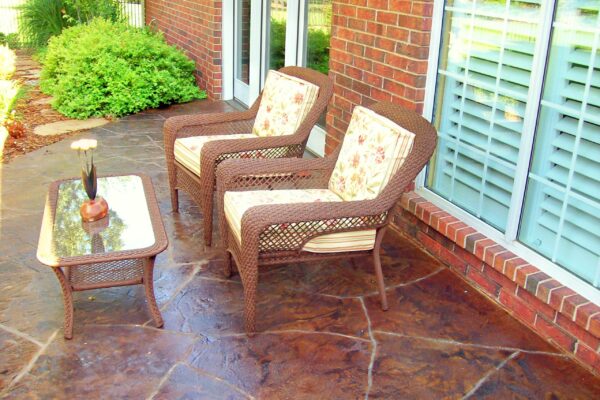 English Red EverStain on Stamped Concrete Patio
