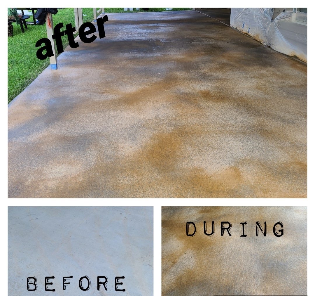 Dye Stained Concrete Patio Before & After