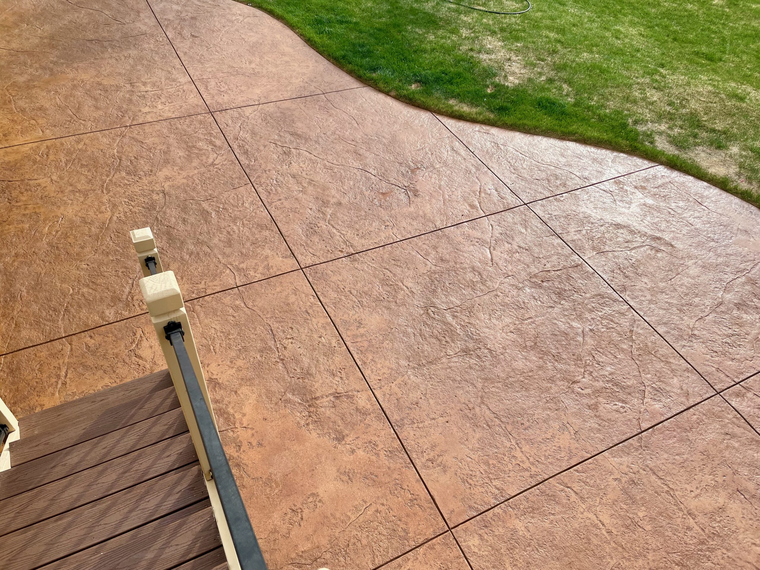 Cumin Antiquing Stain on Stamped Concrete Patio