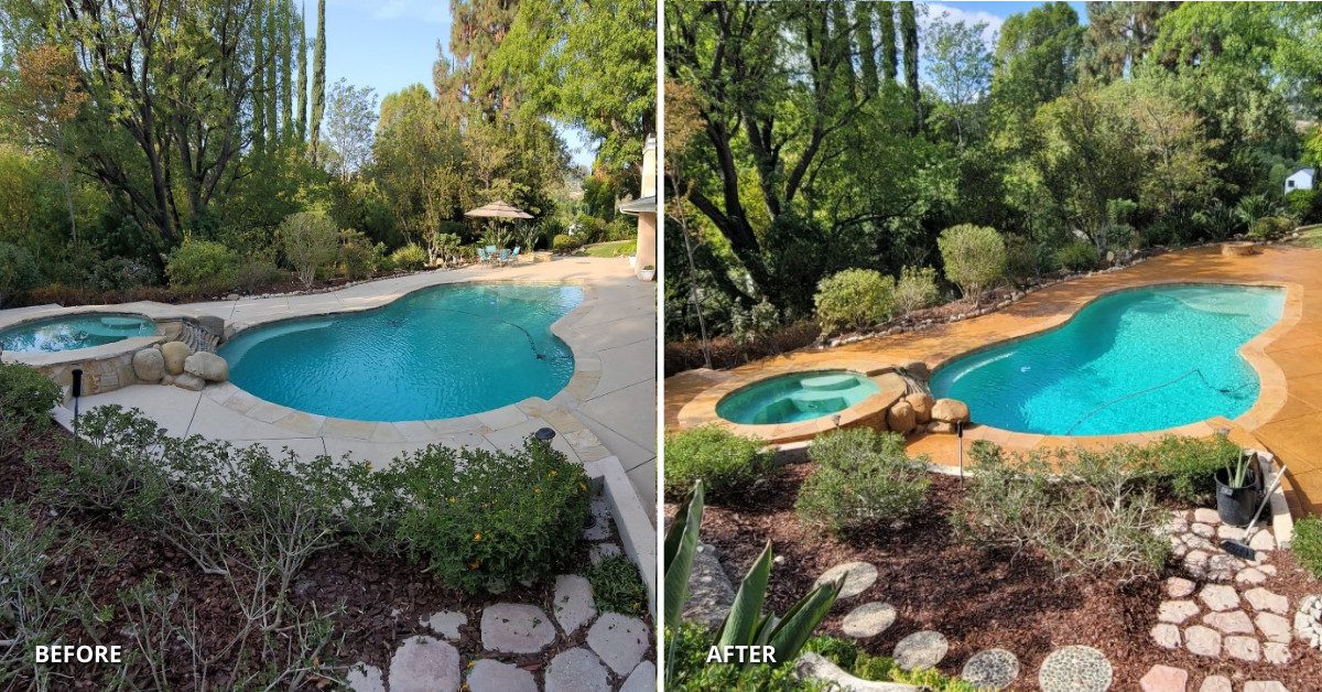 Concrete Pool Deck Staining and Sealing: Before and After Transformations