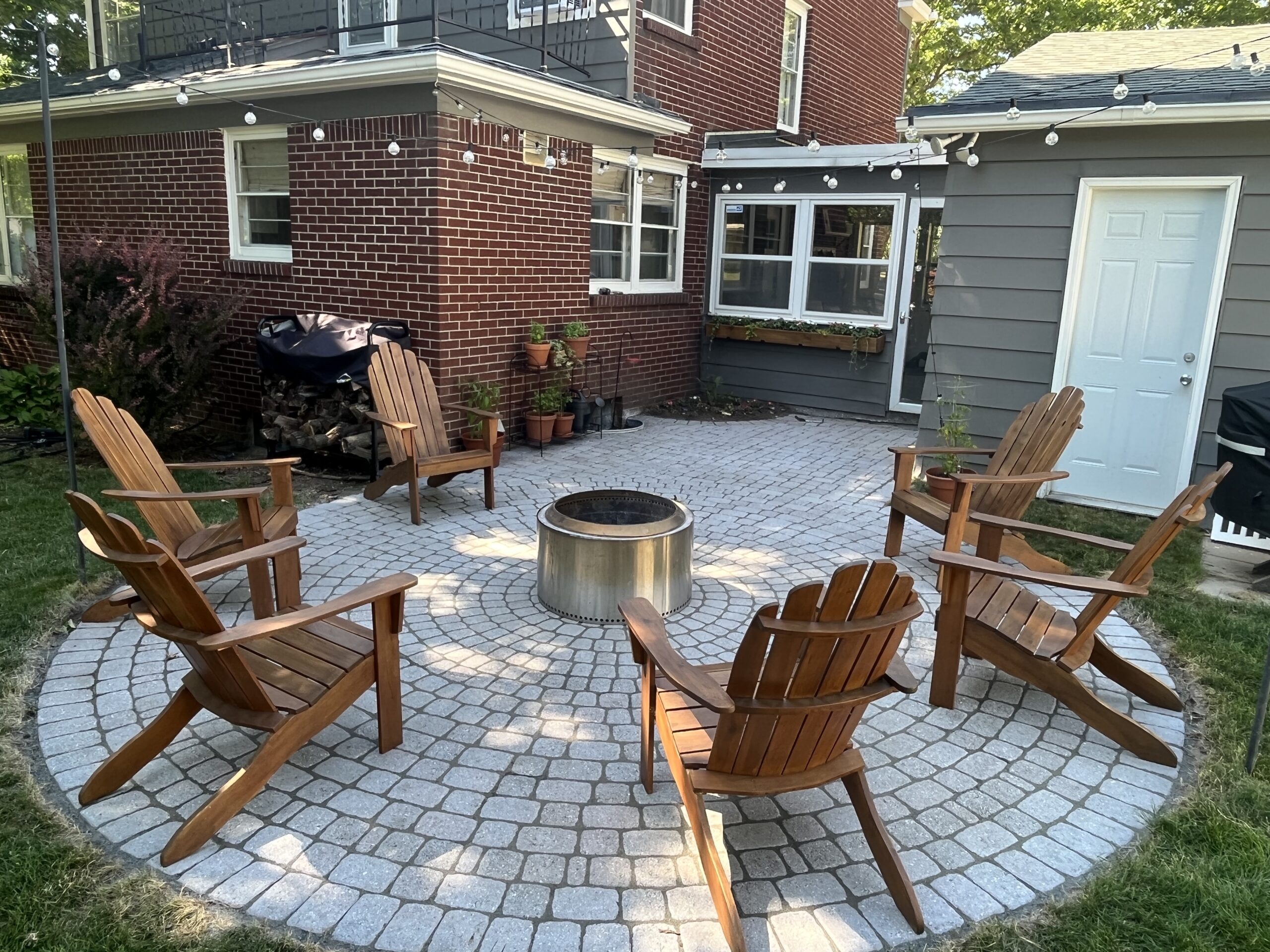 White Portico stain on concrete brick paver patio