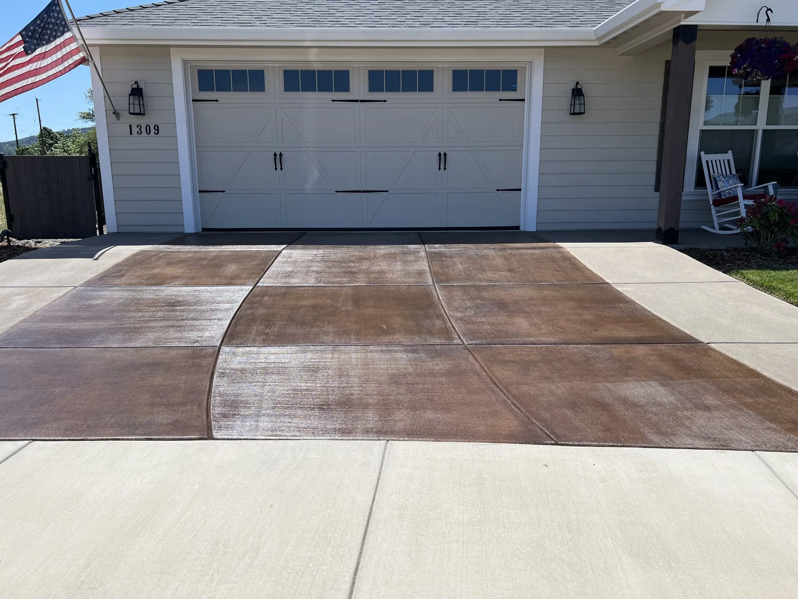 Driveway after using ColorWave® Stain Molasses and Aztec Brown Antiquing™
