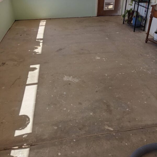Unfinished sunroom concrete floor