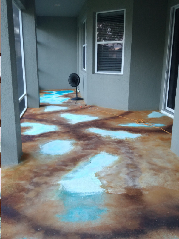 Acid Stain Application on Sunroom Concrete Floor