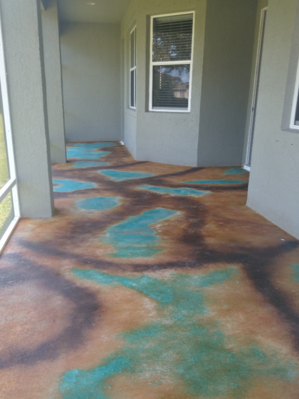 Acid Stained Concrete Sunroom Floor