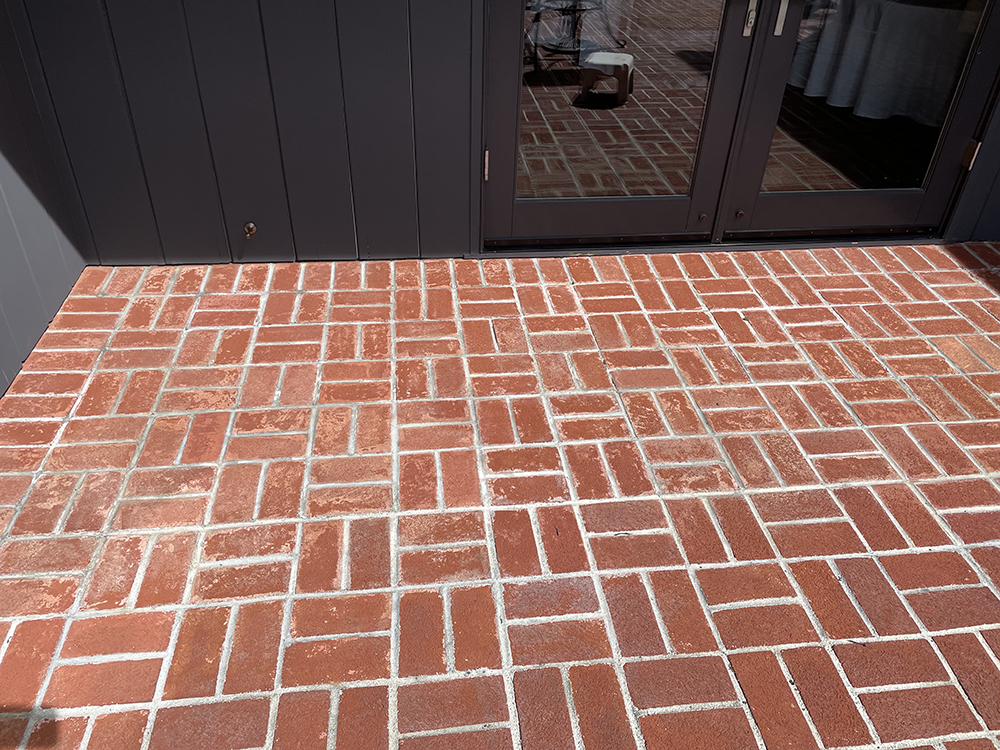 Fixed Efflorescence, Cement and Grout Damaged Patio Pavers Fixed Efflorescence, Cement and Grout Damaged Patio Pavers