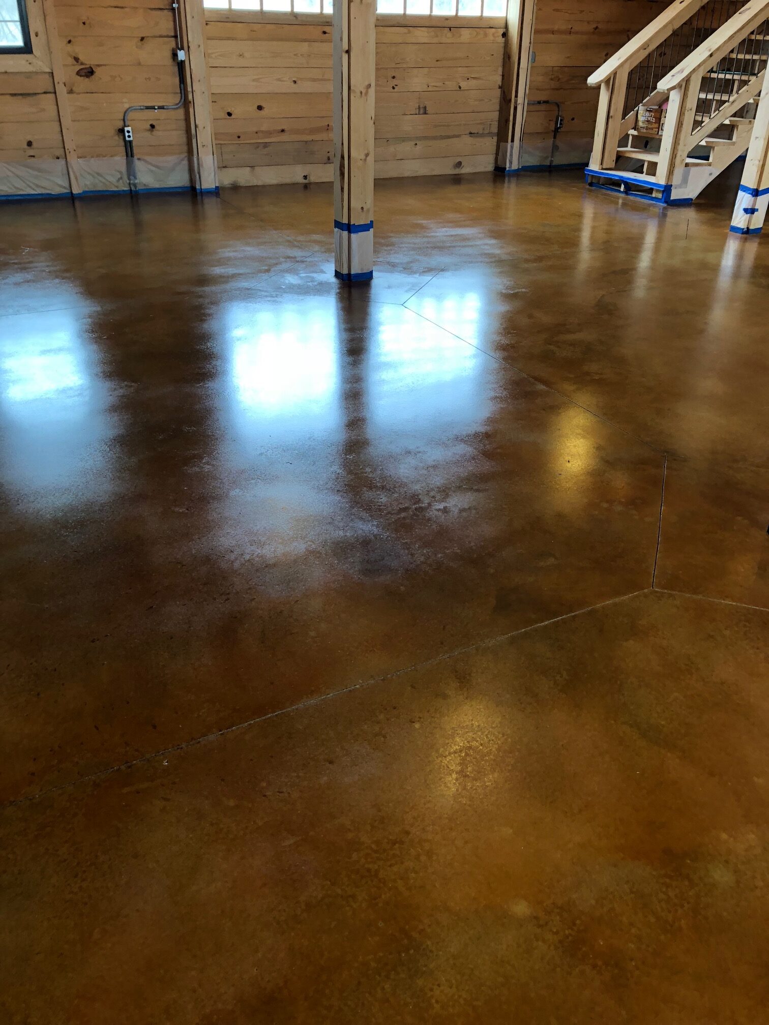 Acid stained barndominium floor