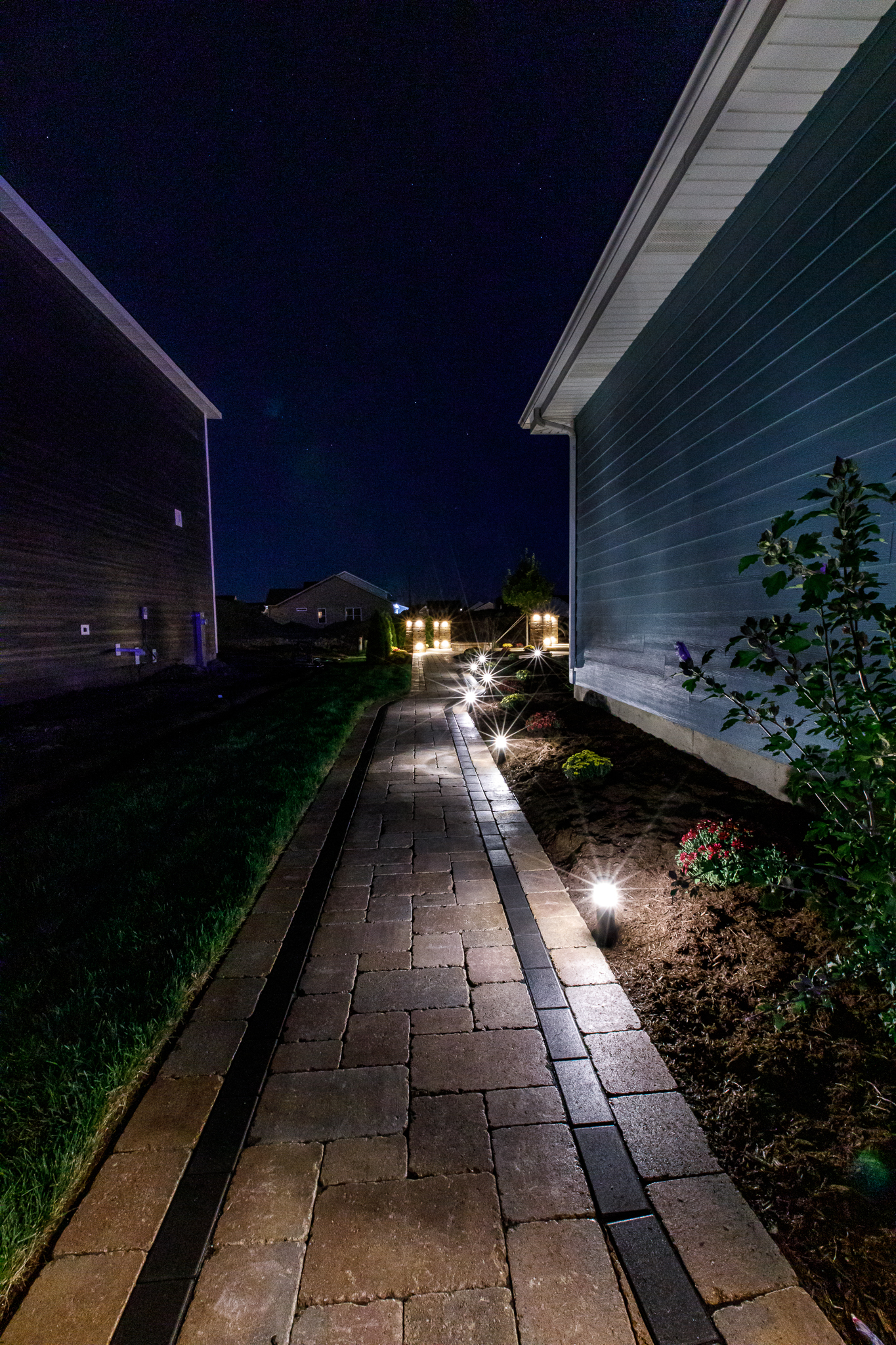 Black Acid Stained Concrete Paver Walkway