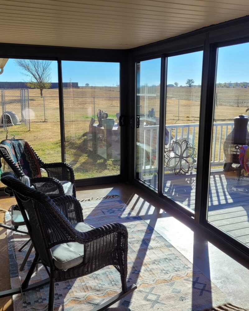 Sunroom concrete floor stained with Colorwave water-based gold stain