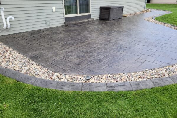 Charcoal Antiquing Stained Stamped Concrete Patio