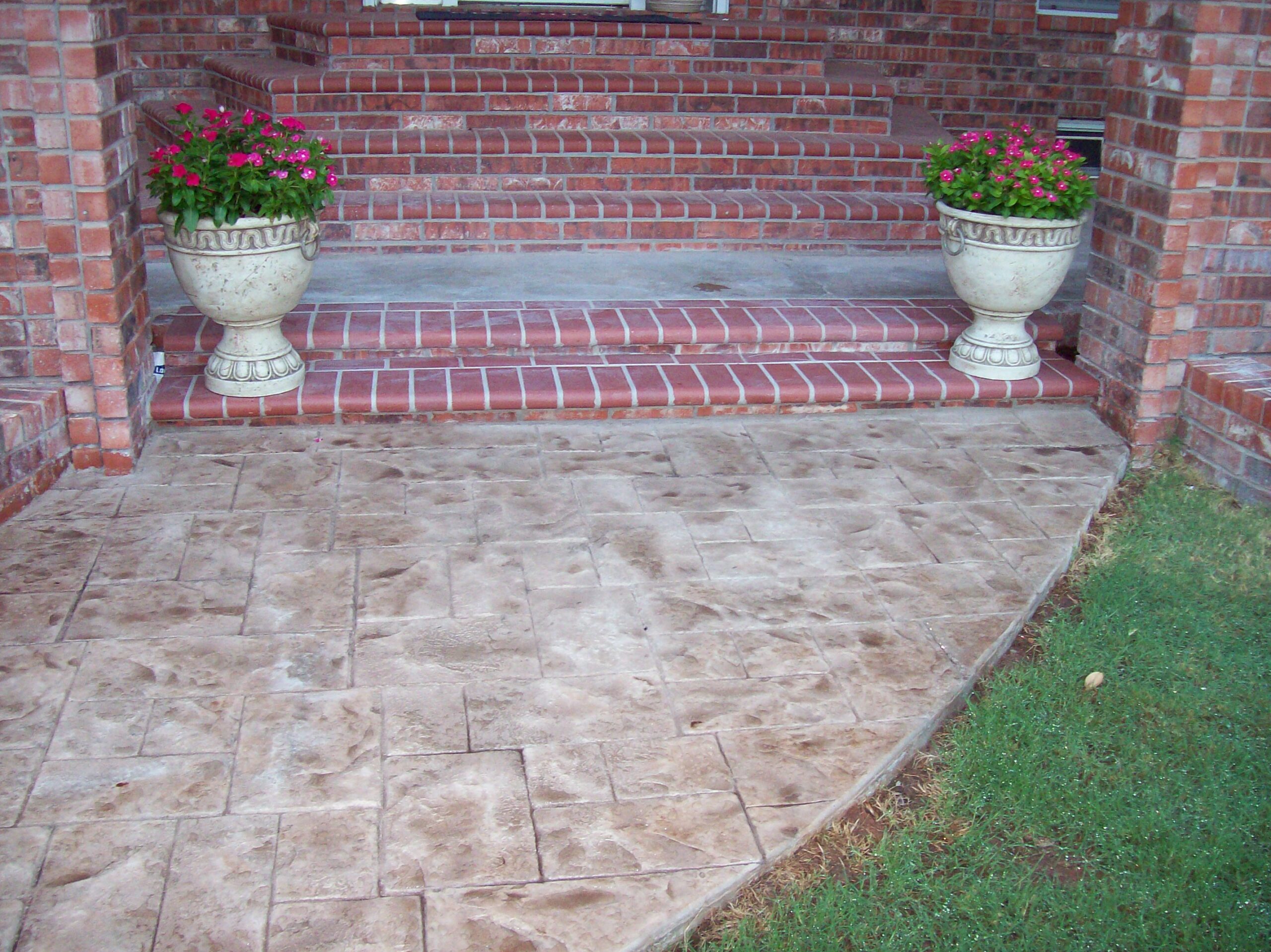 Faded Stamped Concrete Walkway
