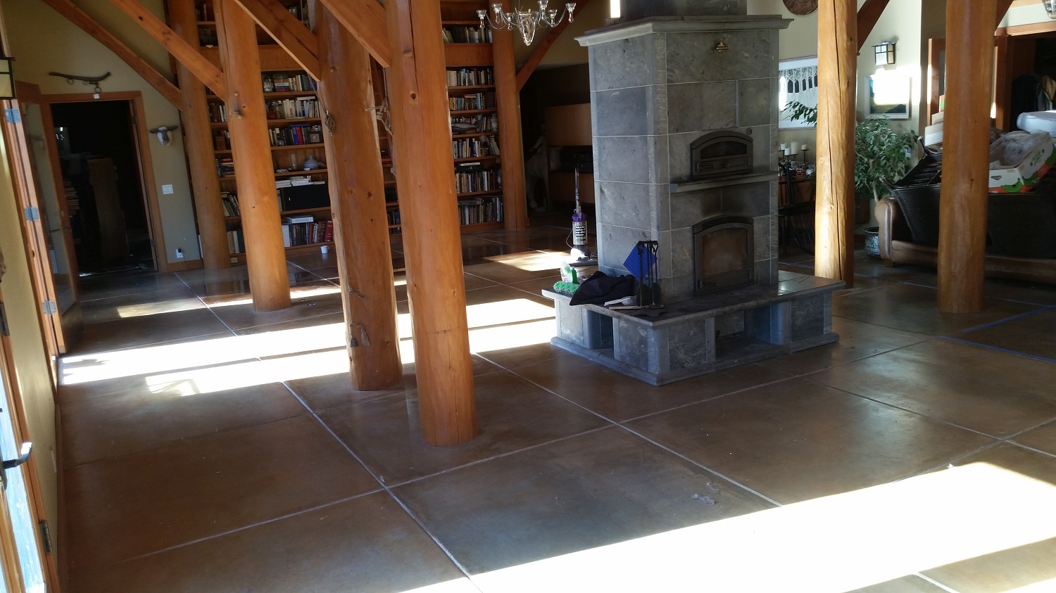 Aztec Brown & Goldenrod Vibrance on Scored Concrete Floors