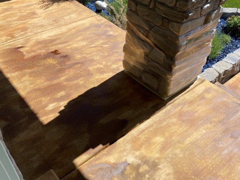 Acid stained concrete porch floors