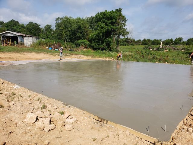 Poured concrete barndominium floor