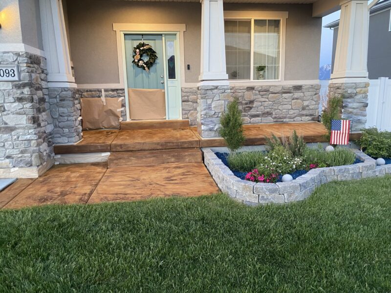 Acid stained concrete porch floors