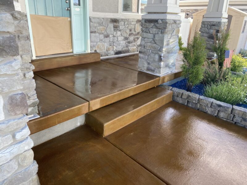 Acid stained concrete porch floors