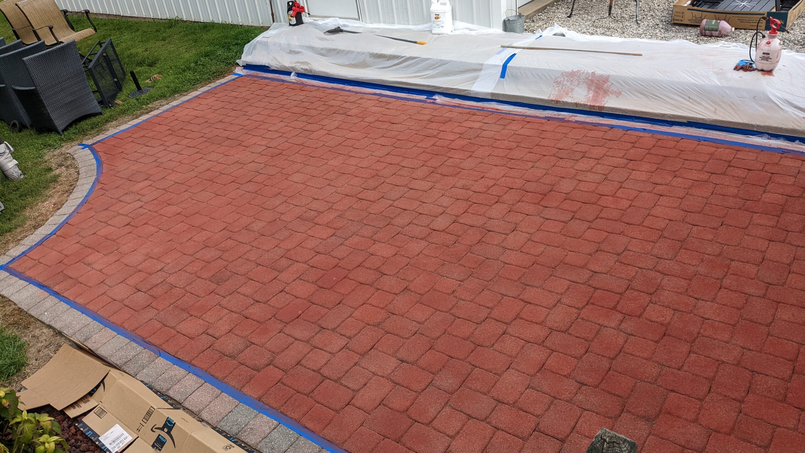 Crimson Portico paver stain application