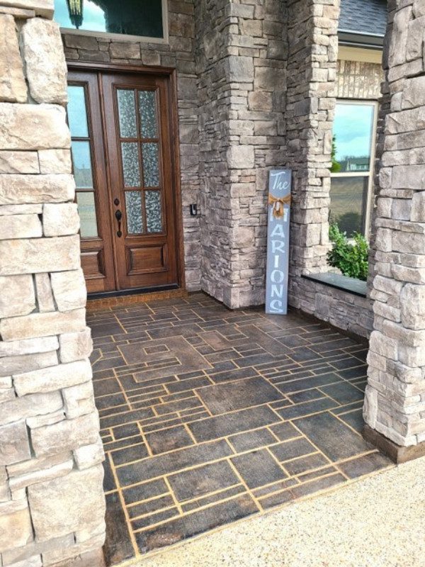 Acid stained concrete front porch