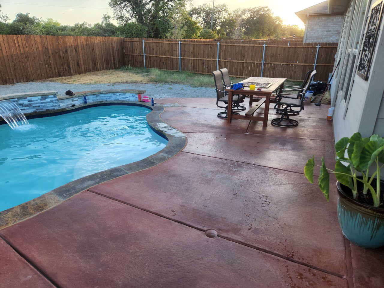 Stained concrete pool deck