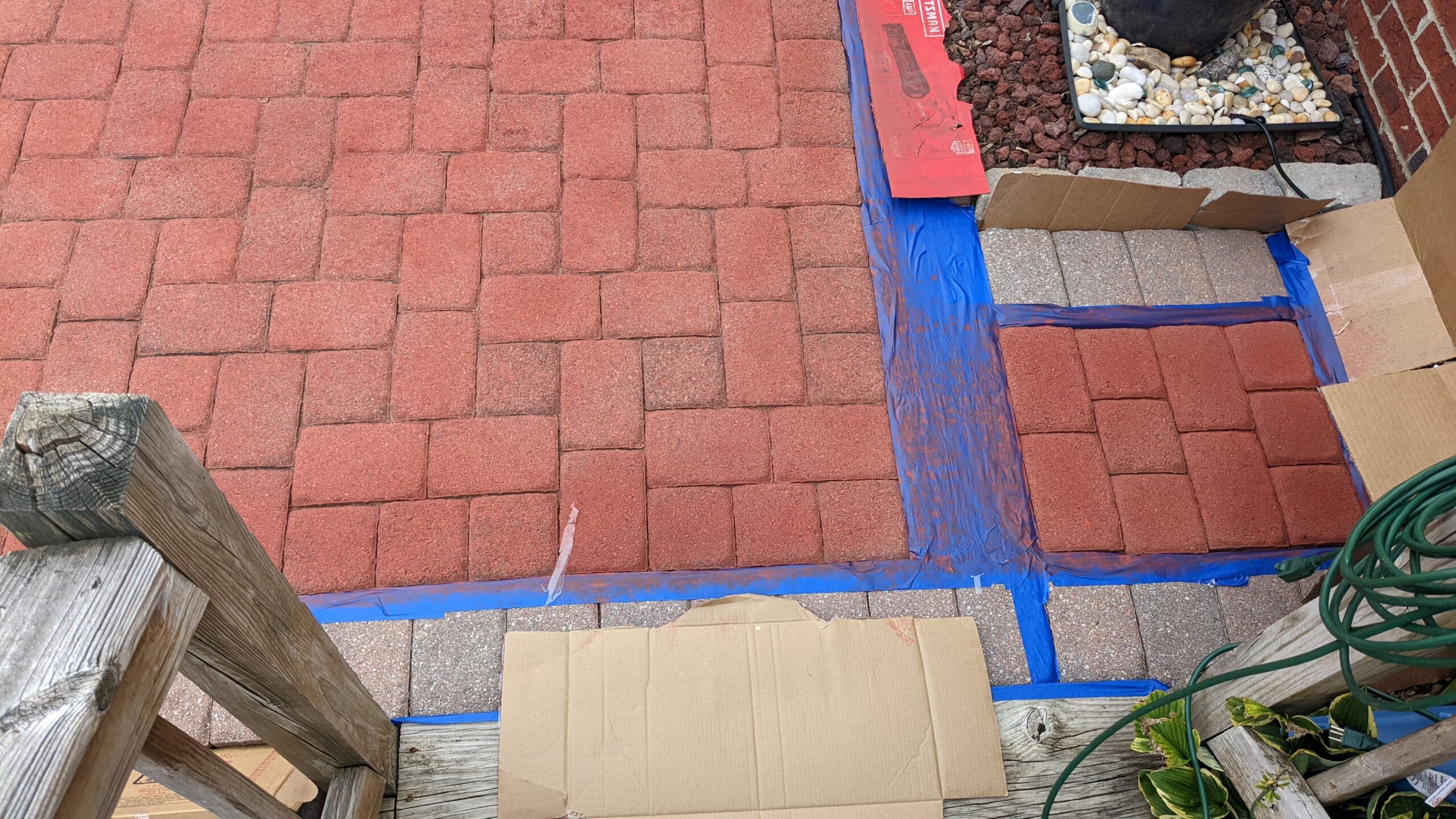 Crimson Portico paver stain application