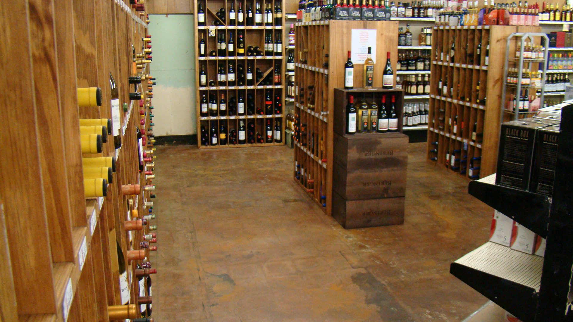 Stained liquor store concrete floor