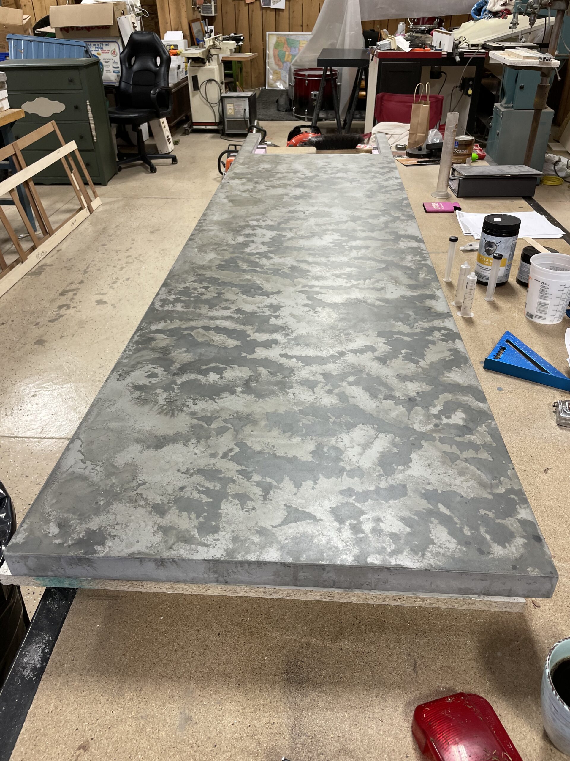 Concrete Countertop Stained with Iron Gray and Steel Gray ColorWave