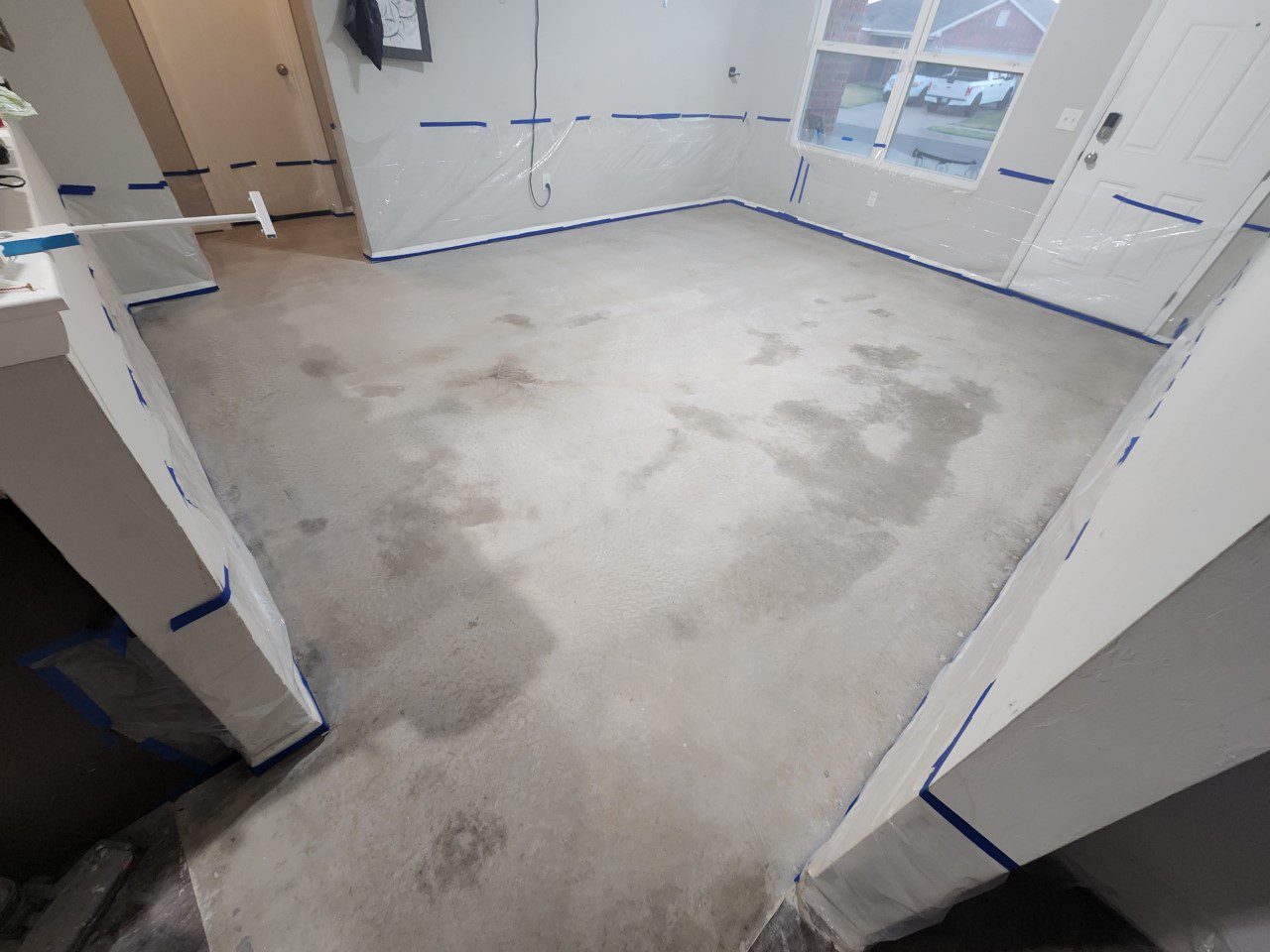 After cleaning and grinding concrete floor