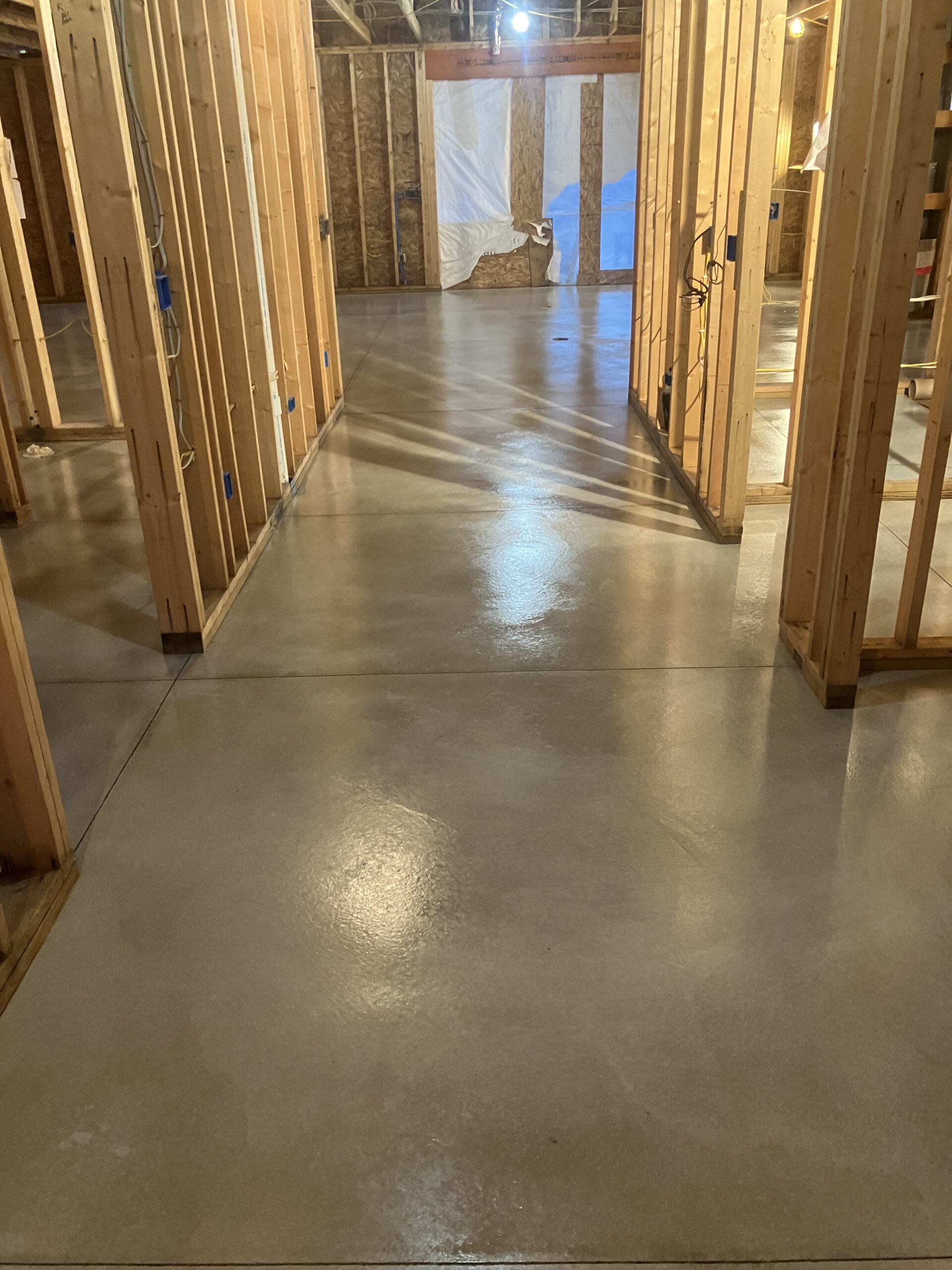 Stained and Sealed Concrete Floor After ProWax Polish