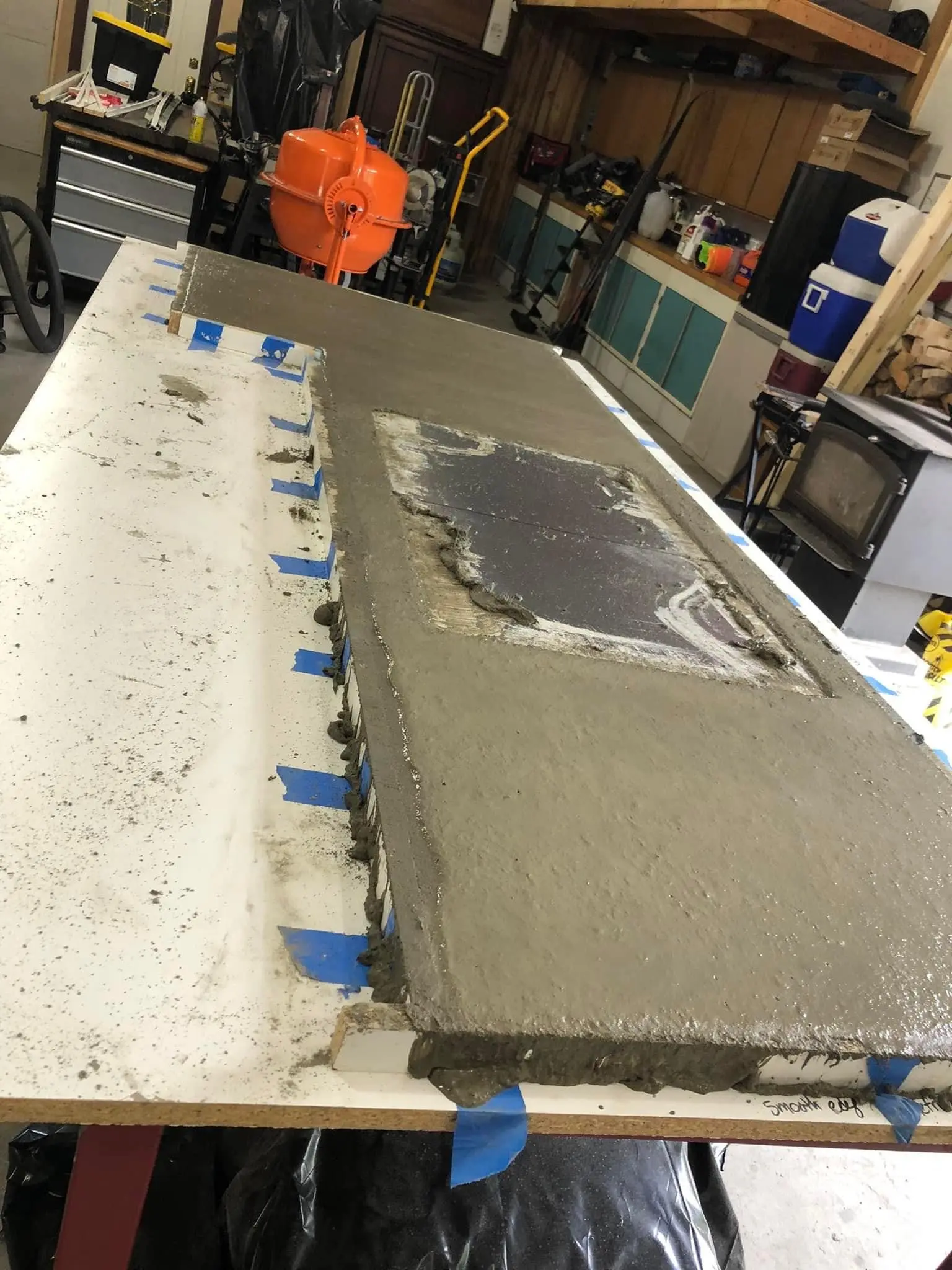 Poured in place concrete countertop
