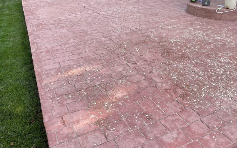 Before: Our stamped concrete had turned an unappealing chalky pink
