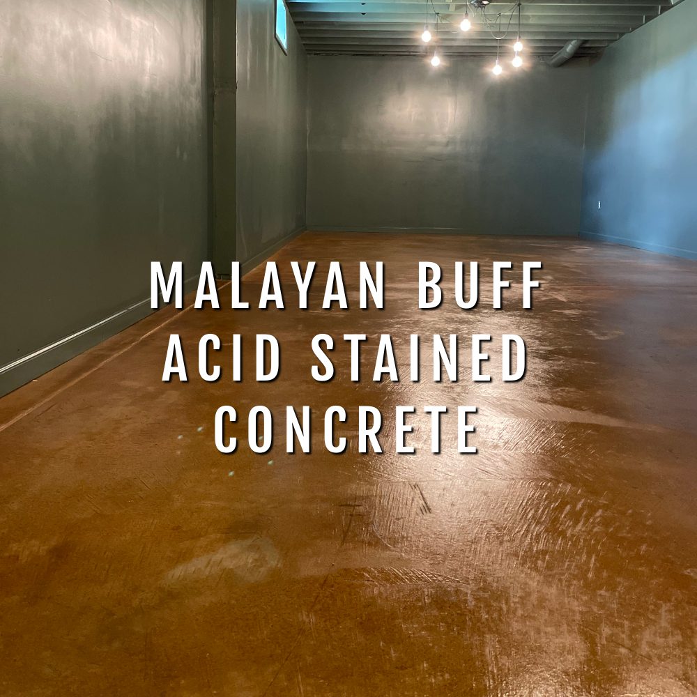 Acid stain concrete floor basement in Malayan Buff