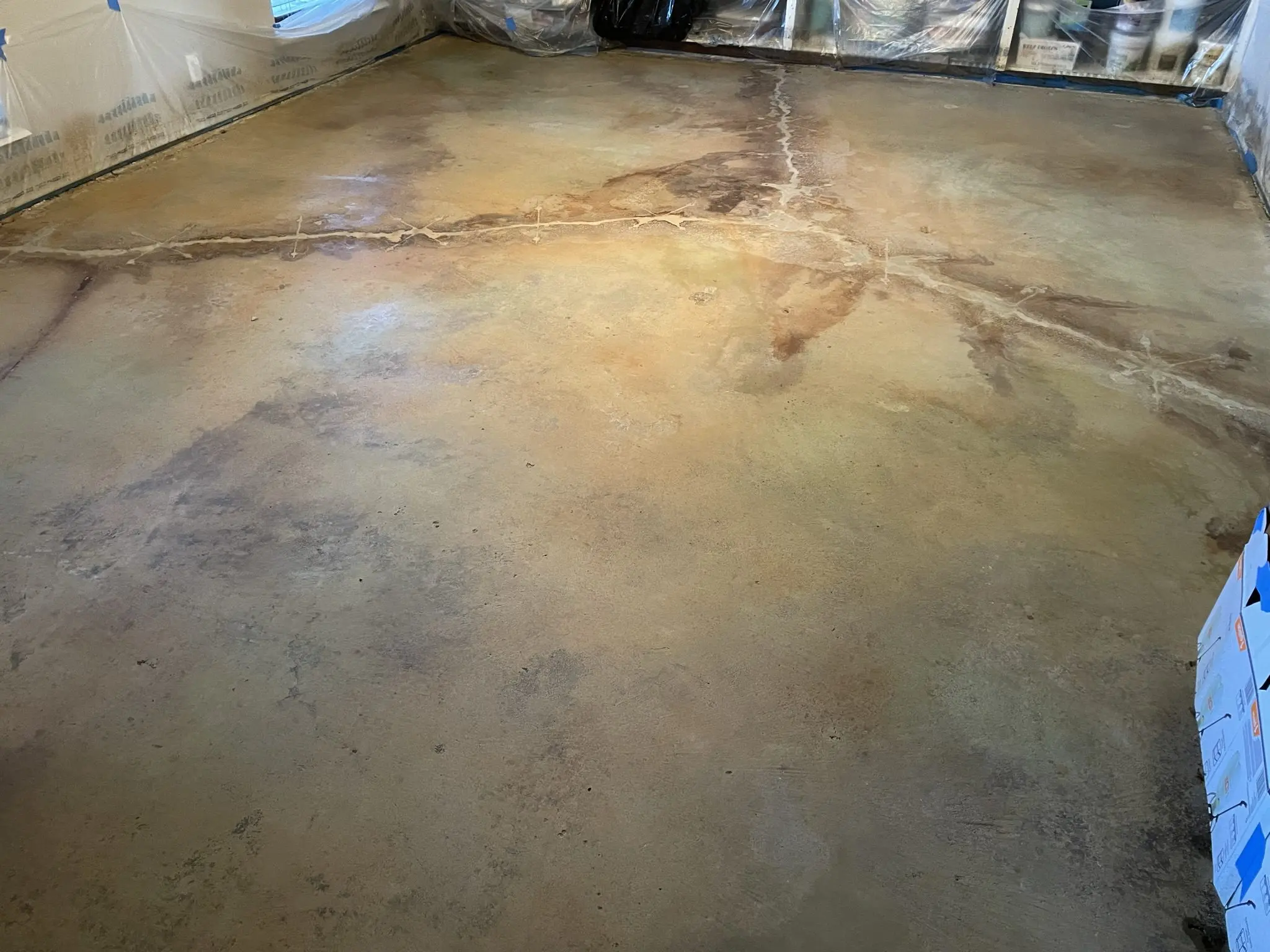 An image of the floor after the acid stains have been neutralized.