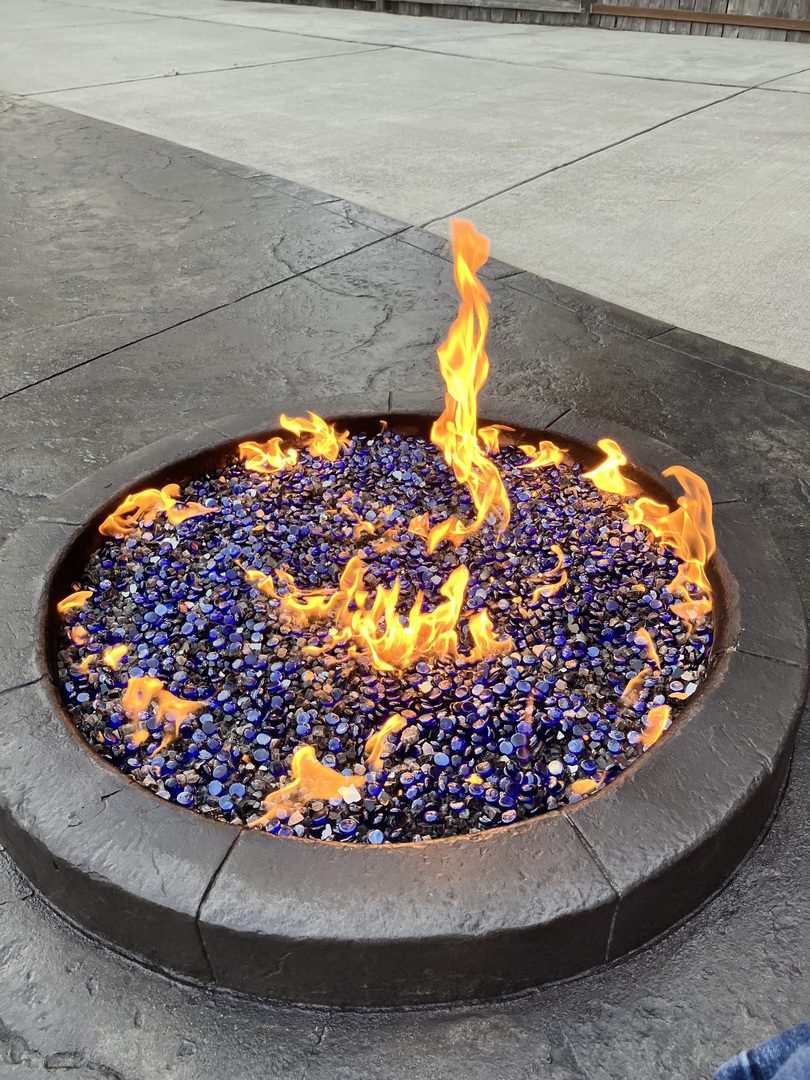 Close-up of fire pit area with Charcoal EasyTint™ gloss finish