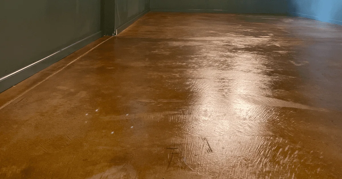 concrete floor stained in Malayan Buff