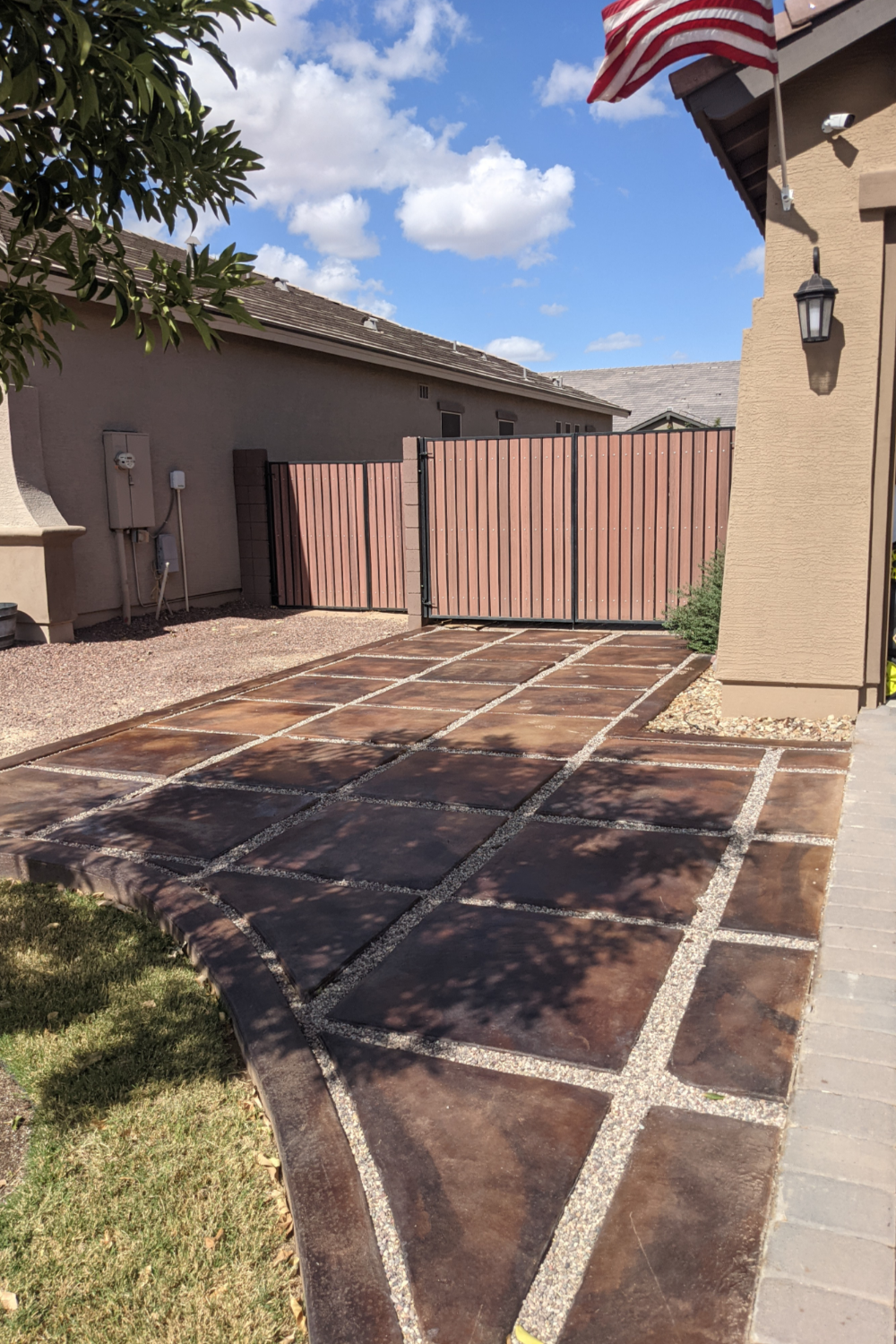 Driveway extension after additional Coffee Brown staining