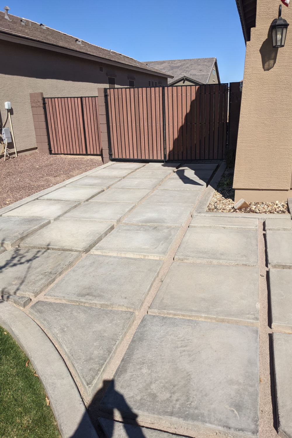 Concrete driveway extension before acid staining