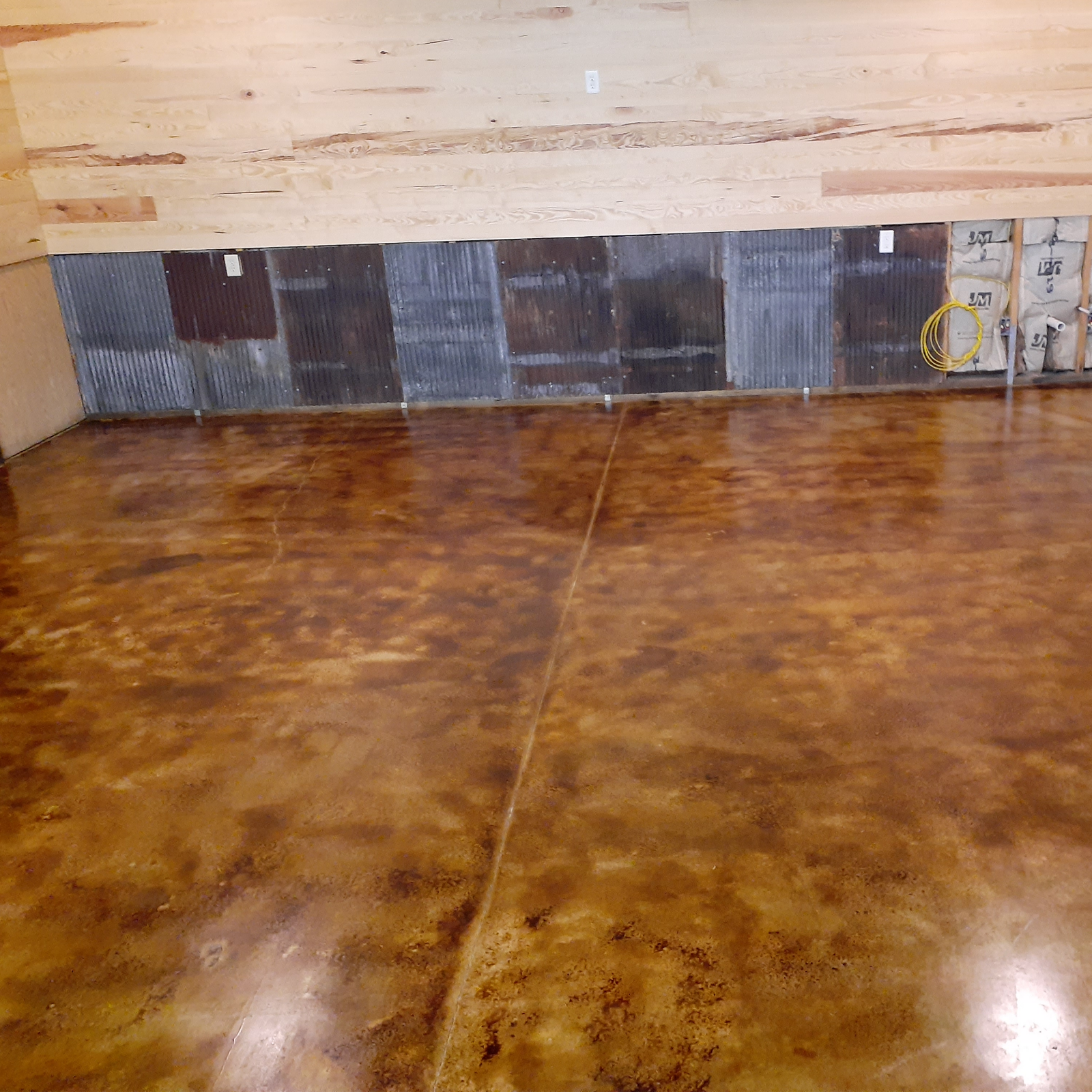 Garage floor after the first coat of EasySeal on Coffee Brown stain.