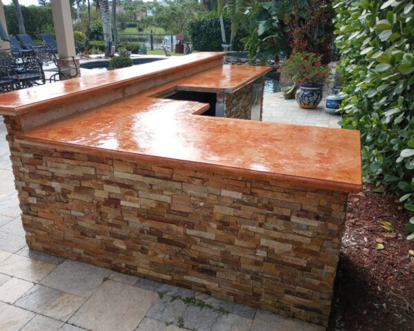 Outdoor countertop stained with ColorWave Sunset