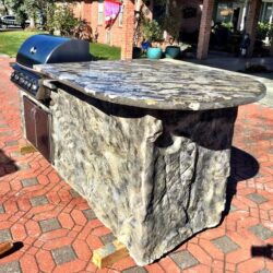 Integrally Colored Concrete Countertops Using White, 300 Olive Green, 5376 Green and 230 Black Integral Colors Integrally Colored Bar and Grill Countertop