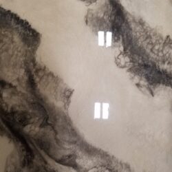 Pearl and Whale Metallic Pigment in Epoxy on Smooth White Overlay Marble Metallic Epoxy Countertop