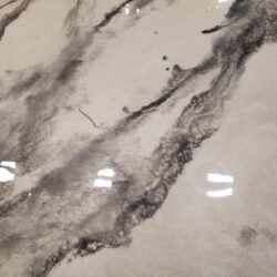 Pearl and Whale Metallic Pigment in Epoxy on Smooth White Overlay Marble Metallic Epoxy Finish