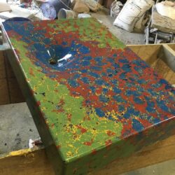 Integrally Colored Blue, Green, Red and Yellow Concrete Bathroom Vanity Primary Pigment Colors Countertop