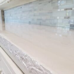White Concrete Countertop with a Pearl Metallic Epoxy by Ken's Custom Designs White Pearl Metallic Epoxy Concrete Countertop