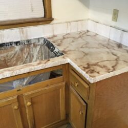 Rum and Pearl Metallic Epoxy on DCI Concrete Overlay Metallic Epoxy Kitchen Countertop