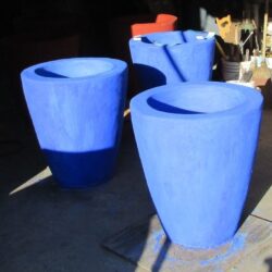 Bright blue concrete planters colored with Direct Colors Concrete Pigment. Bright blue concrete planters colored with Direct Colors Concrete Pigment.