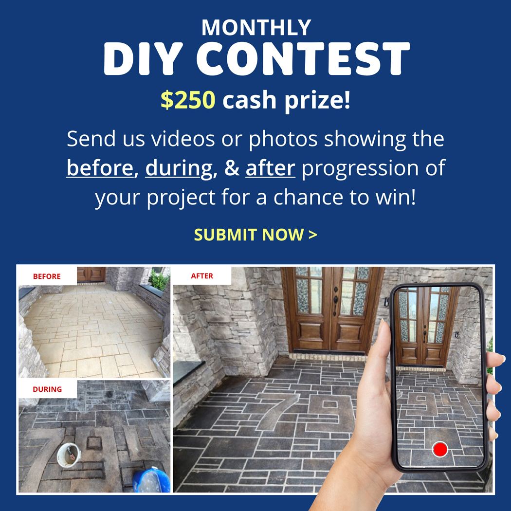 Join our contest to win $250 and gift cards! Send pictures and videos of your project from start to finish. You can send as many as you want. If you send good ones (no writing or watermarks), you'll get a $50 gift card! Sharing your project story and tips is nice too. You just need a concrete project, Direct Colors stuff, and a phone!