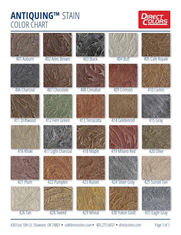 Antiquing Stamped Concrete Stain Color Chart