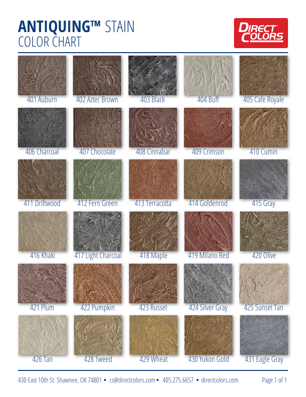 Antiquing Stamped Concrete Stain Color Chart