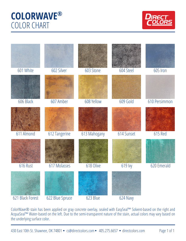 Concrete Stain Colors ColorWave Chart